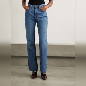 AGOLDE Leena High Rise Baby Flare Jean 24 Blue Denim Luxury Distressed